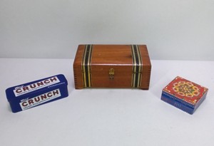 Lot of Decorative Storage Boxes with Glass Display Case and Crunch Tin