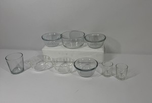 Lot of Clear Glass Mixing Bowls and Dessert Cups