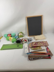 Lot of Craft Supplies with Letter Board, Yarn & Scrapbooking Materials