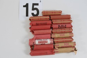 Lot of 17 (50 Cent) Rolls of Wheat Pennies