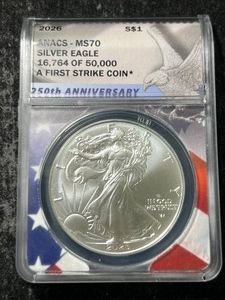 2026 AMERICAN SILVER EAGLE ANACS MS70