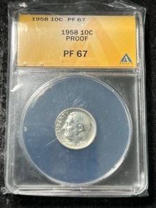 1958 PROOF ROOSEVELT DIME ANACS PF67