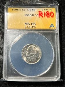 1995-D US JEFFERSON NICKEL ANACS MS66 6 STEPS