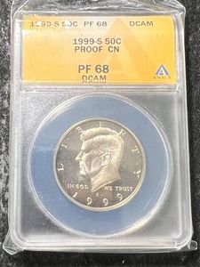 1999-S US PROOF KENNEDY HALF DOLLAR ANACS PF68 DCAM