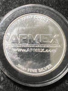 1 TROY OZ .999 FINE SILVER APMEX ROUND IN AIRTITE