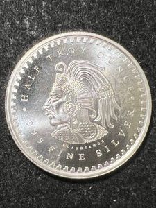 HALF TROY OZ .999 FINE SILVER AZTEC ROUND