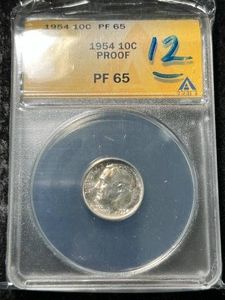 1954 US PROOF ROOSEVELT DIME ANACS PF65