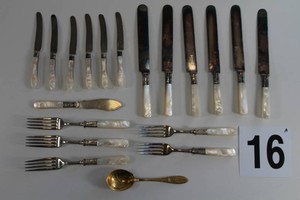 Lot of Mother of Pearl and Sterling Flatware w Worlds Fair Spoon