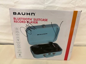 Bauhn Bluetooth Suitcase Record Player-Tested Powers on and turns(DidnÕt have a record to play)-