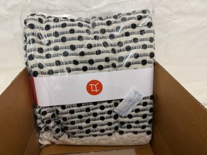 50x60 Button Nubby Black & White Throw