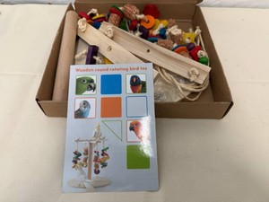 Wooden Round Rotating Bird Toy & Parrot Warming Perch
