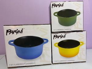 Three Parini Casserole Dishes wLids New in Box