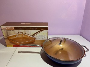 Parini Copper Square Pan wLid & Simply Ming Wok Style Pan NewUnused