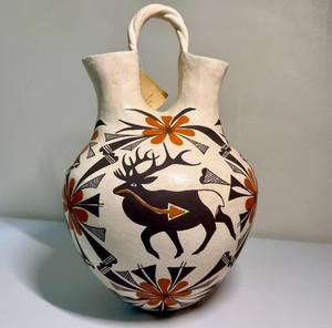 Native American Acoma Pottery Wedding Jar - Signed -