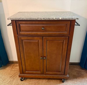 Crosley Furniture Co. Rolling Bar Cabinet w Granite Top