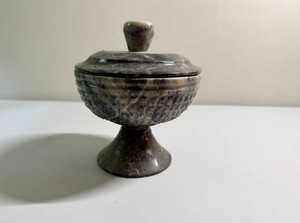 Hand Carved Marble Pedestal Jar with Lid