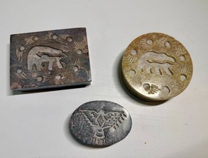 Three Hand Carved Stone Trinket Boxes