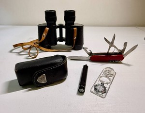 Vintage USCO Binoculars and Victorinox Suisse Army Knife