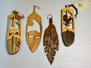 Four Native American Feather Ornaments