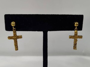 14K Gold Cross Pierced Earrings