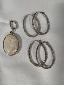 925 Sterling Pendant & Sparkly Earrings