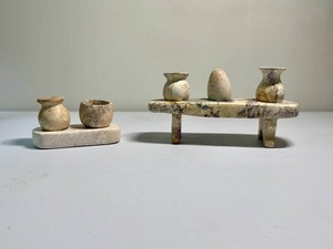 Hand Carved Soapstone Small Pots on Base