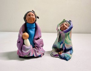 Whaka Hey Signed Handmade Native American Clay Grandmother Dolls