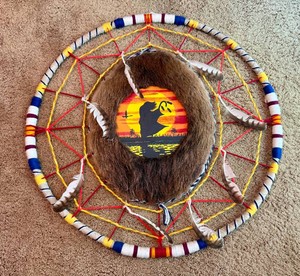 Native American Wall HangingShield Mixed Materials