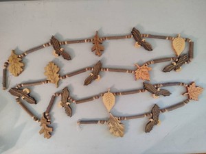 Eagle and Leaf Bead Wooden Garland
