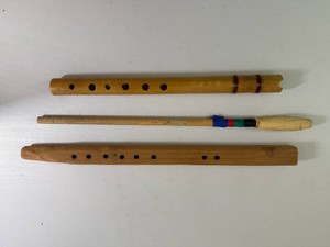 Native American Wooden Flutes and Drum Stick