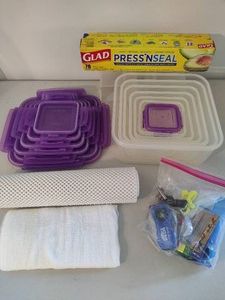 Lock n Lid Plastic Storage Containers, Cheese Cloth, Plastic Wrap, Chip ClipsMisc