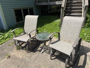 Two Patio Gliders with Side Table