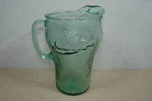 Vintage Green Pebble Coca-Cola Glass Pitcher