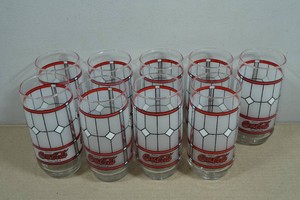 Vintage Libbey Coca-Cola Stained Glass Style Drinking Glasses
