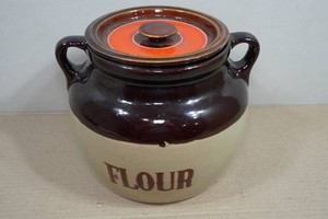 Vintage Monmouth Pottery Flour Crock with Lid
