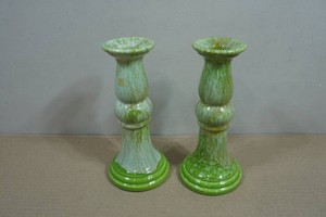 Vintage Royal Haeger Green Drip Glaze Candlesticks