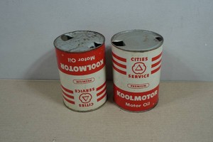 2 Vintage Cities Service Premium Koolmotor 1 Quart Cans
