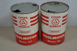 2 Vintage Cities Service Premium Koolmotor 1 Quart Cans