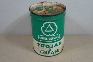 Vintage 1950s Cities Service Trojan Grease 5lb Can