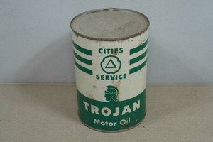 Vintage Cities Service Trojan Motor Oil 1 Quart Can