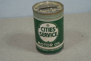Vintage Cities Service Advertising Coin Bank Can - Motor Oil