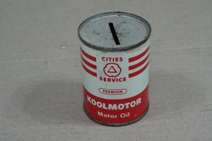 Vintage Cities Service Advertising Coin Bank Can - Premium Koolmotor