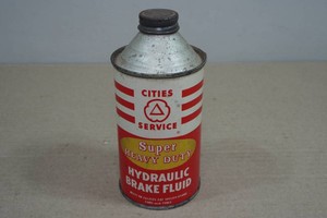 Vintage Cities Service Super Heavy Duty Hydraulic Brake Fluid 12oz Can