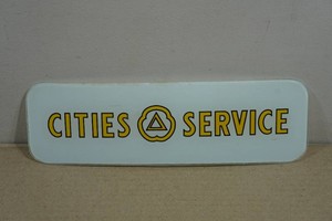 Antique Cities Service White Curved Glass Advertisement Plate
