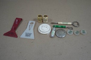 Assorted Vintage Promotional Pieces - Window Scraper, Salt & Pepper Shaker, Bottle Opener