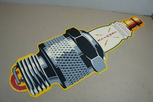 Vintage Champion Spark Plug Service Cut Out Metal Sign