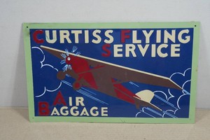 Vintage Curtiss Flying Service Raised Metal Sign