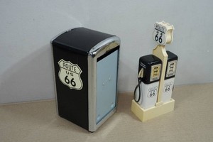 Vintage Route 66 Diner Salt & Pepper Shaker Set and Napkin Holder