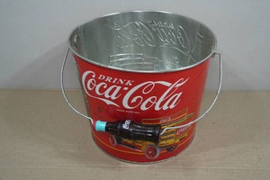 Vintage Raised Metal Coca-Cola Beverage Bucket