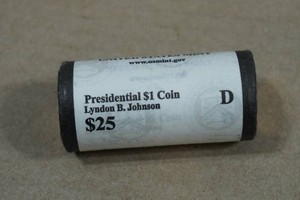 $25 Roll of Uncirculated US Presidential $1 Coin Lyndon B Johnson - Denver